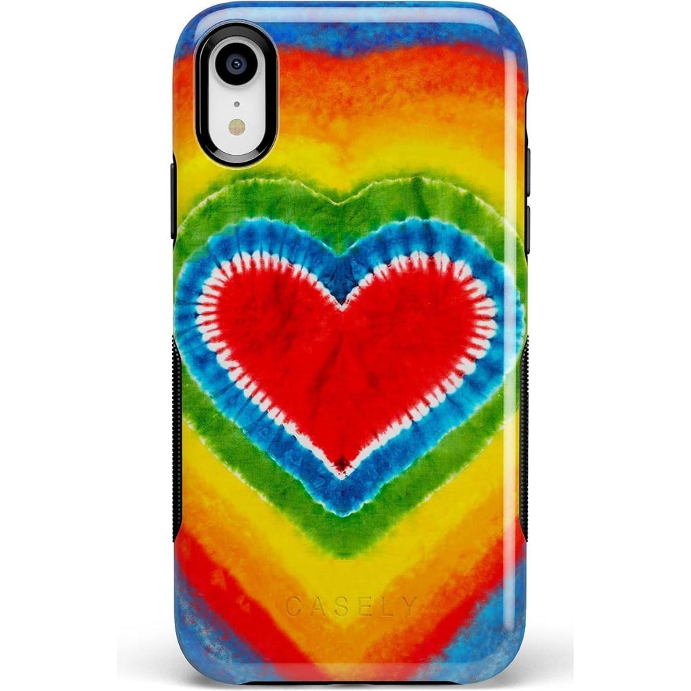 imageCasely iPhone XR Case  Make Your Mark  Crayola Paint CaseI Heart Tie Dye  Rainbow Heart
