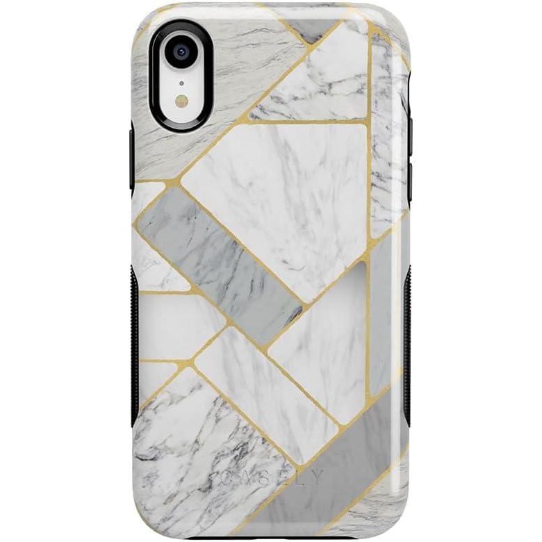 imageCasely iPhone XR Case  Make Your Mark  Crayola Paint CaseSharp Lines  Geo White and Gold Marble