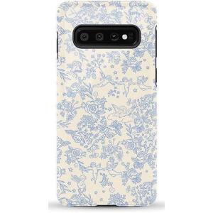 Casely Galaxy S10 Case | Seeing Stars | Red, White & Blue | Essential Slim Dual-Layer Protective Design(Cupid’s Canvas | Periwinkle Floral)