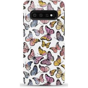 Casely Galaxy S10 Case | Seeing Stars | Red, White & Blue | Essential Slim Dual-Layer Protective Design(Free Spirit | Rainbow Butterfly)