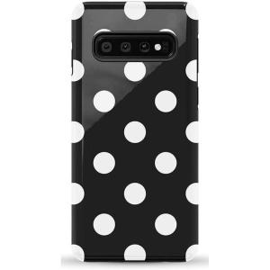 Casely Galaxy S10 Case | Seeing Stars | Red, White & Blue | Essential Slim Dual-Layer Protective Design(Polka Dots | High Contrast Design)