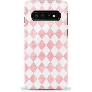 Casely Galaxy S10 Case | Seeing Stars | Red, White & Blue | Essential Slim Dual-Layer Protective Design(Queen of Diamonds | Pink Watercolor)