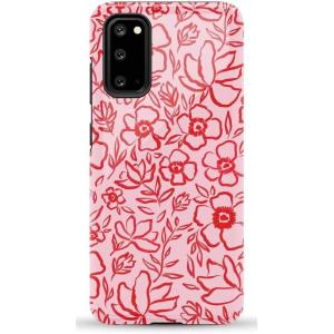 Casely Galaxy S20 Case | Be Mine | Tiny Hearts | Essential Slim Dual-Layer Protective Design(Blush Garden | Floral Doodle)