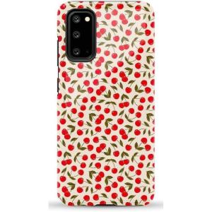 Casely Galaxy S20 Case | Be Mine | Tiny Hearts | Essential Slim Dual-Layer Protective Design(Cherry on Top | Red Cherries)