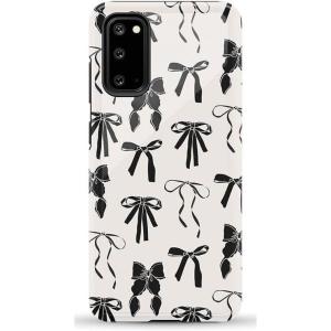 Casely Galaxy S20 Case | Be Mine | Tiny Hearts | Essential Slim Dual-Layer Protective Design(Goth Girlie | Black Bows)
