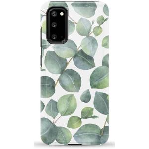 Casely Galaxy S20 Case | Be Mine | Tiny Hearts | Essential Slim Dual-Layer Protective Design(Leaf Me Alone | Green Floral Print)