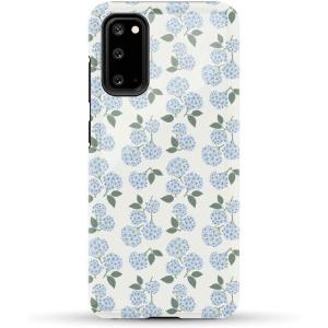 Casely Galaxy S20 Case | Be Mine | Tiny Hearts | Essential Slim Dual-Layer Protective Design(Nantucket Cottage | Blue Hydrangea)