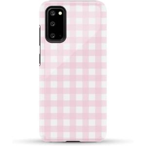 Casely Galaxy S20 Case | Be Mine | Tiny Hearts | Essential Slim Dual-Layer Protective Design(Pink Plaid | Sunday Best)