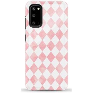 Casely Galaxy S20 Case | Be Mine | Tiny Hearts | Essential Slim Dual-Layer Protective Design(Queen of Diamonds | Pink Watercolor)