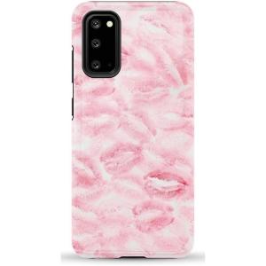 Casely Galaxy S20 Case | Be Mine | Tiny Hearts | Essential Slim Dual-Layer Protective Design(Sealed with a Kiss | Pink Lipstick)