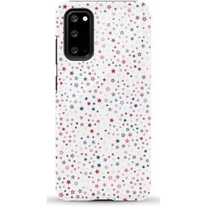 Casely Galaxy S20 Case | Be Mine | Tiny Hearts | Essential Slim Dual-Layer Protective Design(Seeing Stars | Red  White & Blue)