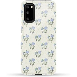 Casely Galaxy S20 Case | Be Mine | Tiny Hearts | Essential Slim Dual-Layer Protective Design(Vintage Garden | Blue Hydrangea)