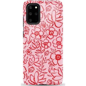 Casely Galaxy S20 Plus Case | Current Mood | Cow Print | Essential Slim Dual-Layer Protective Design(Blush Garden | Floral Doodle)