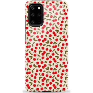 Casely Galaxy S20 Plus Case | Current Mood | Cow Print | Essential Slim Dual-Layer Protective Design(Cherry on Top | Red Cherries)