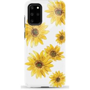Casely Galaxy S20 Plus Case | Current Mood | Cow Print | Essential Slim Dual-Layer Protective Design(Golden Garden | Yellow Sunflower Floral)