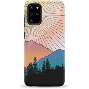 Casely Galaxy S20 Plus Case | Current Mood | Cow Print | Essential Slim Dual-Layer Protective Design(Golden Hour | Mountain Sunset)