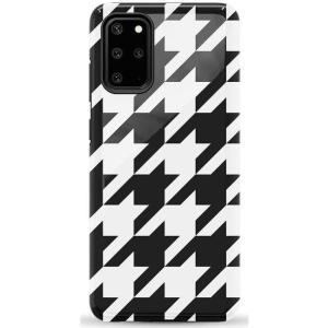 Casely Galaxy S20 Plus Case | Current Mood | Cow Print | Essential Slim Dual-Layer Protective Design(Houndstooth | High Contrast Design)