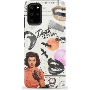 Casely Galaxy S20 Plus Case | Current Mood | Cow Print | Essential Slim Dual-Layer Protective Design(If You Dare | Horror Collage)
