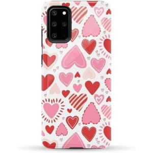 Casely Galaxy S20 Plus Case | Current Mood | Cow Print | Essential Slim Dual-Layer Protective Design(Love Struck | Heart Stickers)