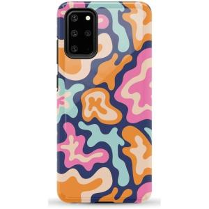 Casely Galaxy S20 Plus Case | Current Mood | Cow Print | Essential Slim Dual-Layer Protective Design(Midnight Color Splash | Abstract Retro)