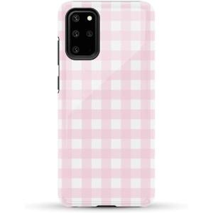 Casely Galaxy S20 Plus Case | Current Mood | Cow Print | Essential Slim Dual-Layer Protective Design(Pink Plaid | Sunday Best)
