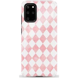 Casely Galaxy S20 Plus Case | Current Mood | Cow Print | Essential Slim Dual-Layer Protective Design(Queen of Diamonds | Pink Watercolor)
