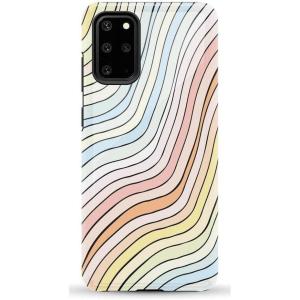 Casely Galaxy S20 Plus Case | Current Mood | Cow Print | Essential Slim Dual-Layer Protective Design(Ride The Wave | Pastel Rainbow Lined)