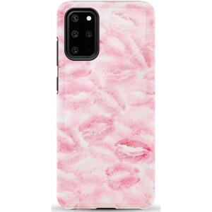 Casely Galaxy S20 Plus Case | Current Mood | Cow Print | Essential Slim Dual-Layer Protective Design(Sealed with a Kiss | Pink Lipstick)