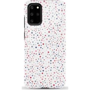 Casely Galaxy S20 Plus Case | Current Mood | Cow Print | Essential Slim Dual-Layer Protective Design(Seeing Stars | Red  White & Blue)