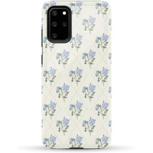 Casely Galaxy S20 Plus Case | Current Mood | Cow Print | Essential Slim Dual-Layer Protective Design(Vintage Garden | Blue Hydrangea)