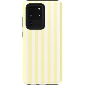 Casely Galaxy S20 Ultra Case | Romance Novel | Moody Floral | Essential Slim Dual-Layer Protective Design(Butter Yellow Stripes | Sunday Best)