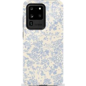 Casely Galaxy S20 Ultra Case | Romance Novel | Moody Floral | Essential Slim Dual-Layer Protective Design(Cupid’s Canvas | Periwinkle Floral)