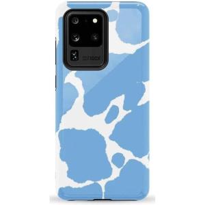 Casely Galaxy S20 Ultra Case | Romance Novel | Moody Floral | Essential Slim Dual-Layer Protective Design(Current MOOd | Light Blue Cow Print)