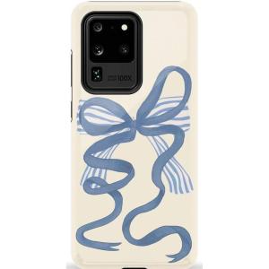Casely Galaxy S20 Ultra Case | Romance Novel | Moody Floral | Essential Slim Dual-Layer Protective Design(Heartstrings | Blue Bow)