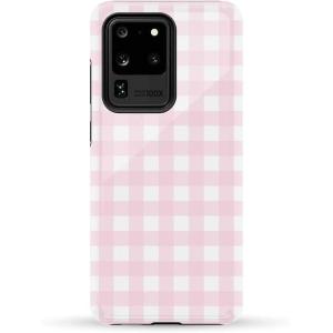 Casely Galaxy S20 Ultra Case | Romance Novel | Moody Floral | Essential Slim Dual-Layer Protective Design(Pink Plaid | Sunday Best)