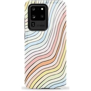 Casely Galaxy S20 Ultra Case | Romance Novel | Moody Floral | Essential Slim Dual-Layer Protective Design(Ride The Wave | Pastel Rainbow Lined)