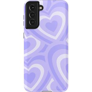 Casely Galaxy S21 Case | Current Mood | Cow Print(Love Song | Lavender Heart)