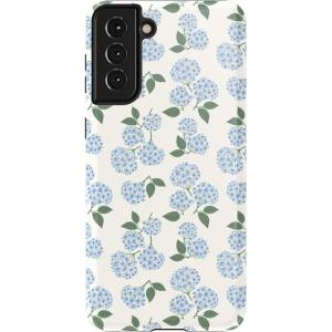 Casely Galaxy S21 Case | Current Mood | Cow Print(Nantucket Cottage | Blue Hydrangea)