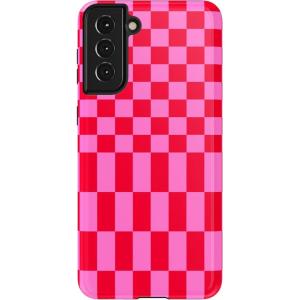 Casely Galaxy S21 Case | Current Mood | Cow Print(Vibe Check | Pink Checkerboard)