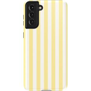 Casely Galaxy S21 Plus Case | Flower Patch | Multi-Color Floral | Essential Slim Dual-Layer Protective Design(Butter Yellow Stripes | Sunday Best)
