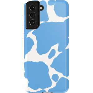 Casely Galaxy S21 Plus Case | Flower Patch | Multi-Color Floral | Essential Slim Dual-Layer Protective Design(Current MOOd | Light Blue Cow Print)
