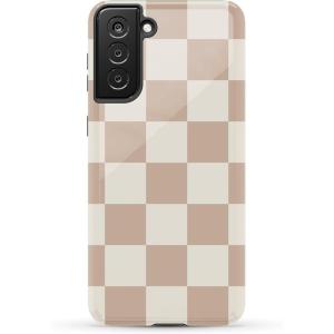 Casely Galaxy S21 Plus Case | Flower Patch | Multi-Color Floral | Essential Slim Dual-Layer Protective Design(Fit Check | Neutral Checkerboard)