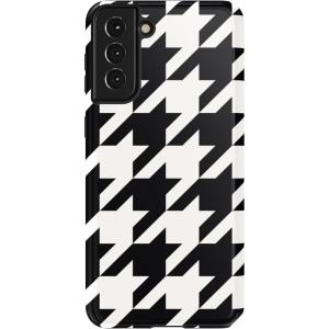 Casely Galaxy S21 Plus Case | Flower Patch | Multi-Color Floral | Essential Slim Dual-Layer Protective Design(Houndstooth | High Contrast Design)