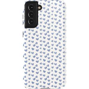 Casely Galaxy S21 Plus Case | Flower Patch | Multi-Color Floral | Essential Slim Dual-Layer Protective Design(Lovebug | Blue Hearts)