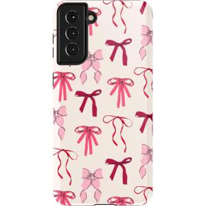 Casely Galaxy S21 Plus Case | Flower Patch | Multi-Color Floral | Essential Slim Dual-Layer Protective Design(Lover Girlie | Pink Bows)