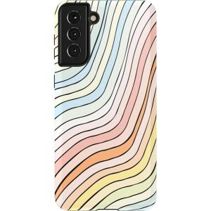 Casely Galaxy S21 Plus Case | Flower Patch | Multi-Color Floral | Essential Slim Dual-Layer Protective Design(Ride The Wave | Pastel Rainbow Lined)