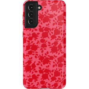 Casely Galaxy S21 Plus Case | Flower Patch | Multi-Color Floral | Essential Slim Dual-Layer Protective Design(Rose Garden | Red Aesthetic)