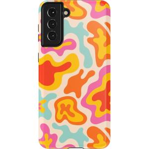 Casely Galaxy S21 Plus Case | Flower Patch | Multi-Color Floral | Essential Slim Dual-Layer Protective Design(Tropical Color Splash | Abstract Retro)