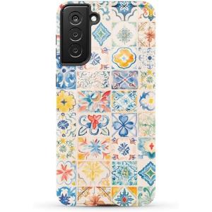 Casely Galaxy S21 Plus Case | Flower Patch | Multi-Color Floral | Essential Slim Dual-Layer Protective Design(Tuscan Tiles | Dolce Vita)