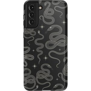Casely Galaxy S21 Plus Case | Flower Patch | Multi-Color Floral | Essential Slim Dual-Layer Protective Design(We’re Ready For It | Black Serpent)